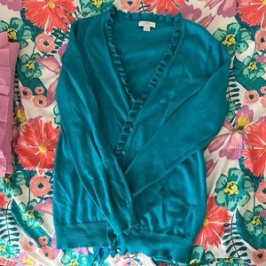 LOFT ruffled cardigan